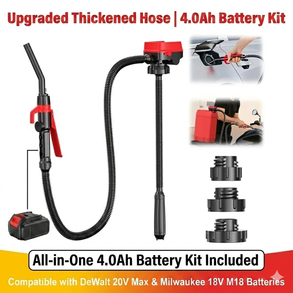 【PRICE SLASH】Complete Cordless Fuel Pump Kit with 4.0Ah Battery – Compatible with DeWalt 20V & Milwaukee 18V