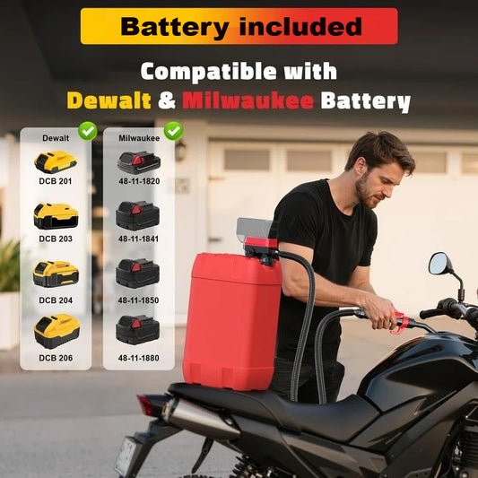 【PRICE SLASH】Complete Cordless Fuel Pump Kit with 4.0Ah Battery – Compatible with DeWalt 20V & Milwaukee 18V