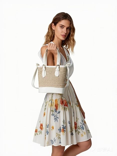 Borsa a secchiello in paglia da donna, borse a tracolla in paglia per l'estate, pochette da spiaggia, borsetta a mano da viaggio, borsa a spalla 2026