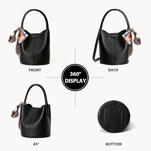 Borse a secchiello da donna, mini borsa a tracolla con spallacci rimovibili, borse in pelle vegana