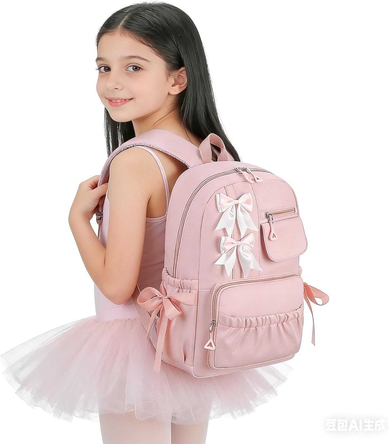 Zaino Kawaii Coquette per bambine con fiocchi, ideale per la scuola, la danza e altri eventi.