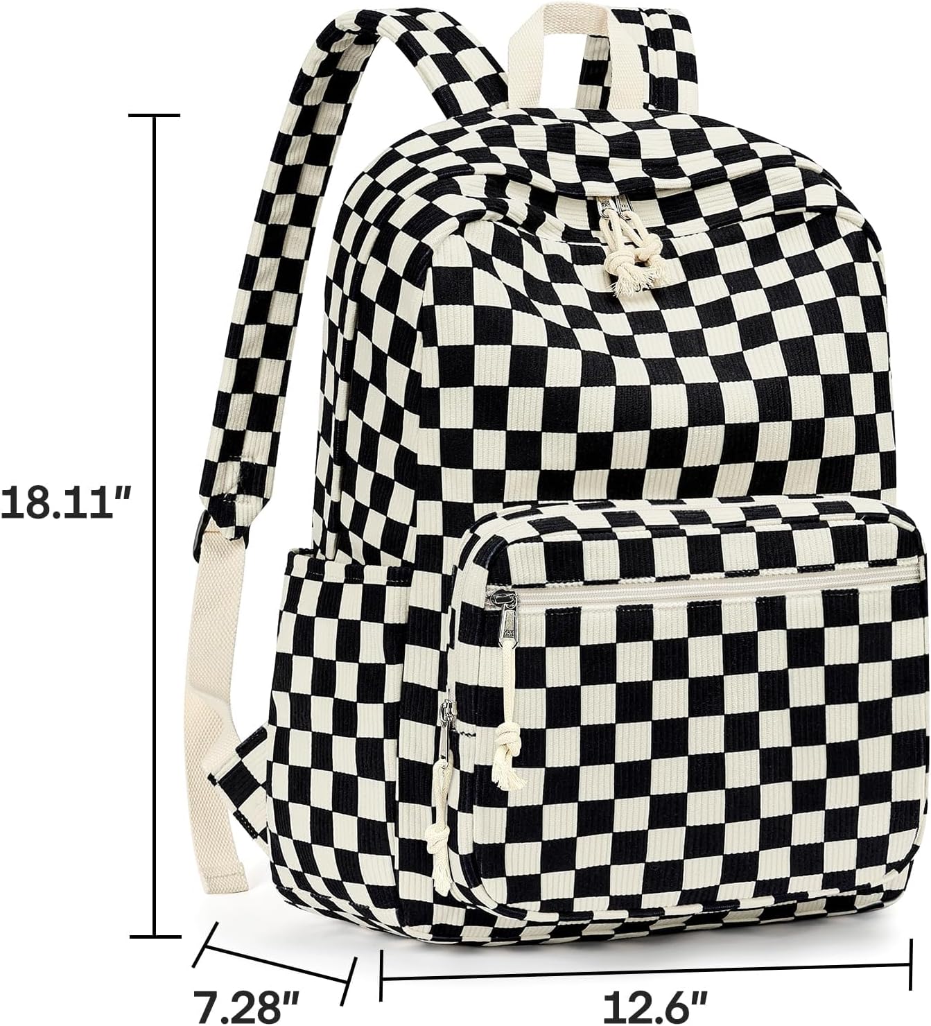 Zaino scolastico per ragazze con scomparto per laptop: zaino in velluto a coste di grande capacità da 45 cm per scuola primaria, media e superiore, zaino da viaggio per adolescenti.