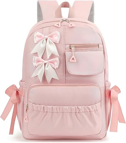 Zaino Kawaii Coquette per bambine con fiocchi, ideale per la scuola, la danza e altri eventi.