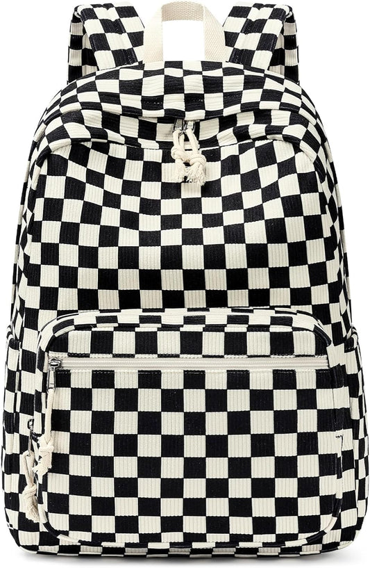 Zaino scolastico per ragazze con scomparto per laptop: zaino in velluto a coste di grande capacità da 45 cm per scuola primaria, media e superiore, zaino da viaggio per adolescenti.
