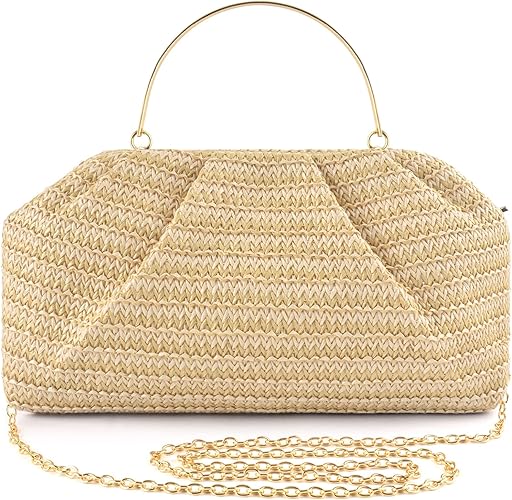 Pochette da donna elegante, borsa da sera plissettata, borsa a tracolla, borsa a busta con 2 catene staccabili