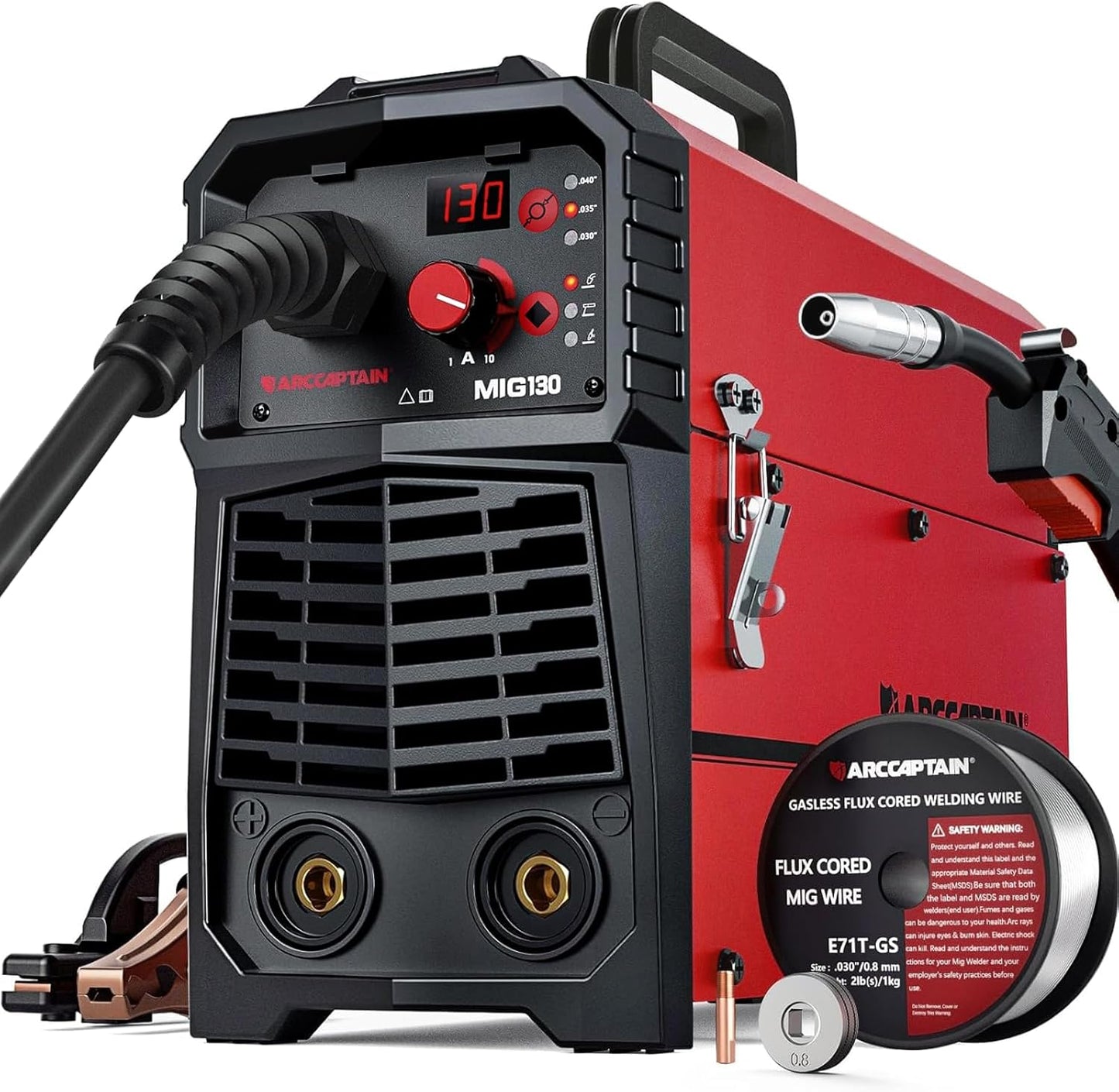 【Double discount】 165A MIG Welder 110V/220V [Large LED Display] 4 in 1 Gasless/Gas MIG/Lift TIG/Stick Welding Machine Multiprocess Welder Machine, IGBT Inverter Welder with Synergy, 2T/4T