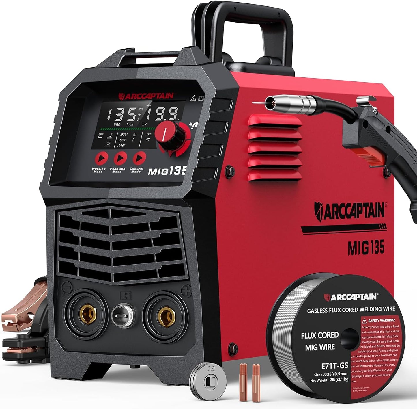 【Double discount】 165A MIG Welder 110V/220V [Large LED Display] 4 in 1 Gasless/Gas MIG/Lift TIG/Stick Welding Machine Multiprocess Welder Machine, IGBT Inverter Welder with Synergy, 2T/4T